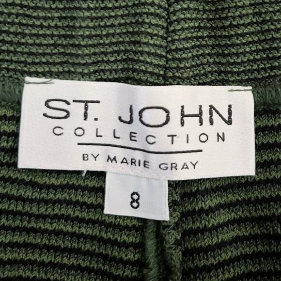St. John Collection Green Santana Knit Pleated Pull On Straight Leg Pants Size 8 - Picture 4 of 4